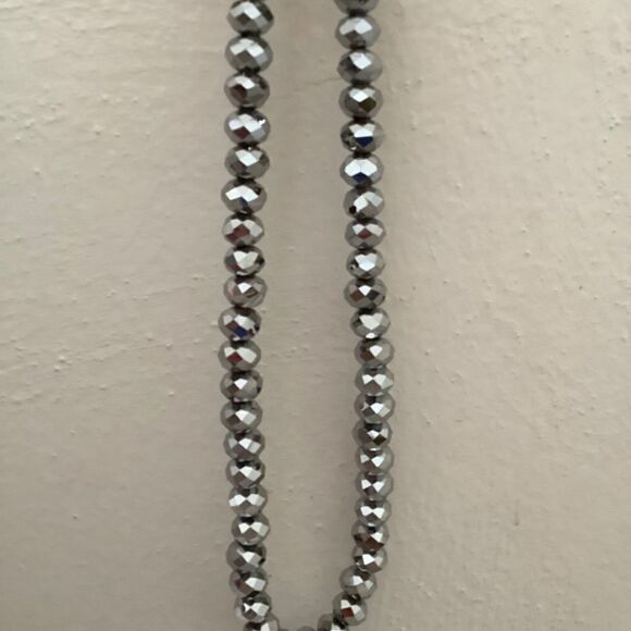 crystal SILVER FACETED BEADS WOMAN HAND MADE NECKLACE - Picture 11 of 13